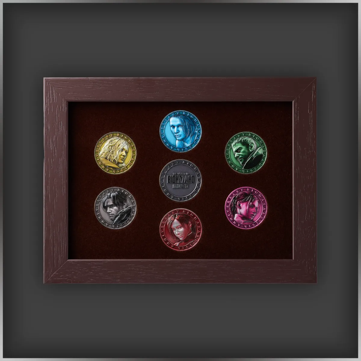 Framed Antique Coin-Style Lapel Pin Set